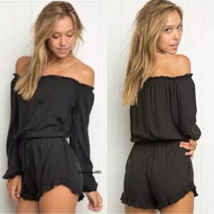 Brandy Melville Gabriella Romper Off The Shoulder Black One Size